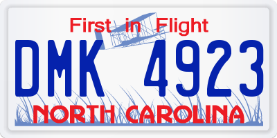 NC license plate DMK4923