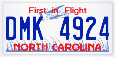 NC license plate DMK4924