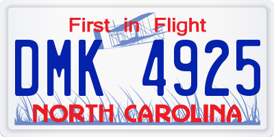 NC license plate DMK4925