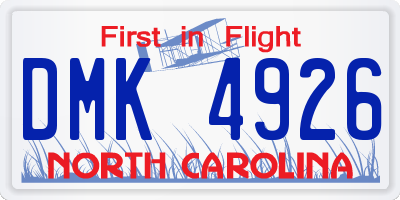 NC license plate DMK4926