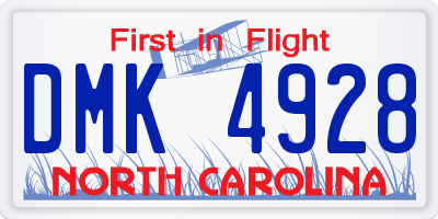 NC license plate DMK4928