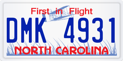 NC license plate DMK4931