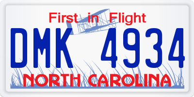 NC license plate DMK4934