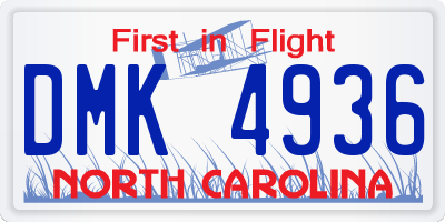 NC license plate DMK4936