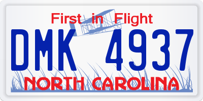 NC license plate DMK4937