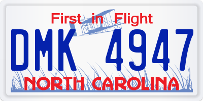 NC license plate DMK4947