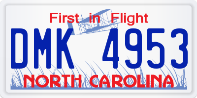 NC license plate DMK4953