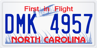 NC license plate DMK4957