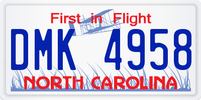 NC license plate DMK4958