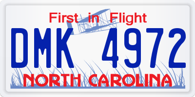 NC license plate DMK4972