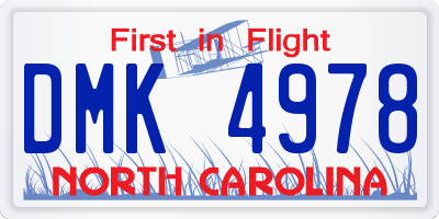NC license plate DMK4978