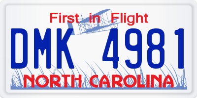NC license plate DMK4981