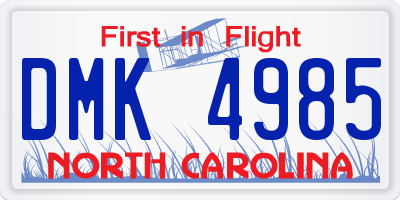 NC license plate DMK4985