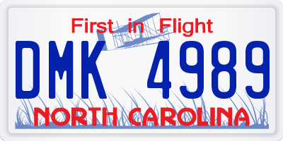 NC license plate DMK4989