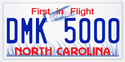 NC license plate DMK5000