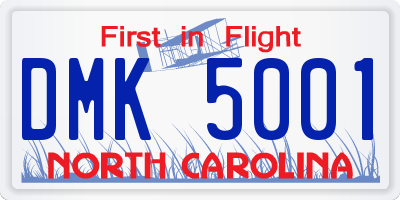 NC license plate DMK5001