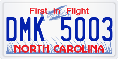 NC license plate DMK5003