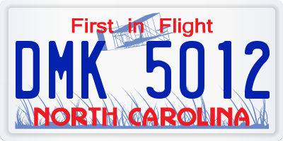 NC license plate DMK5012