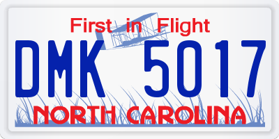 NC license plate DMK5017