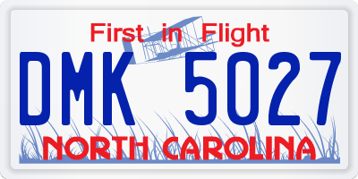 NC license plate DMK5027