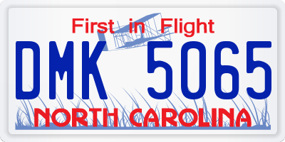 NC license plate DMK5065