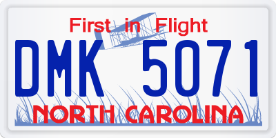NC license plate DMK5071
