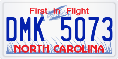 NC license plate DMK5073