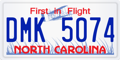 NC license plate DMK5074