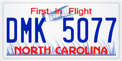 NC license plate DMK5077