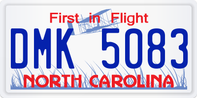 NC license plate DMK5083