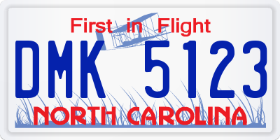 NC license plate DMK5123