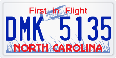 NC license plate DMK5135