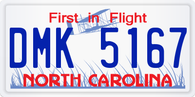 NC license plate DMK5167
