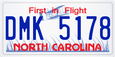 NC license plate DMK5178