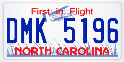 NC license plate DMK5196