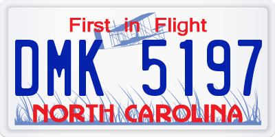 NC license plate DMK5197