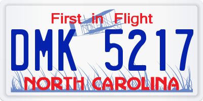 NC license plate DMK5217
