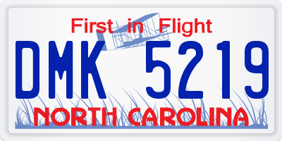 NC license plate DMK5219