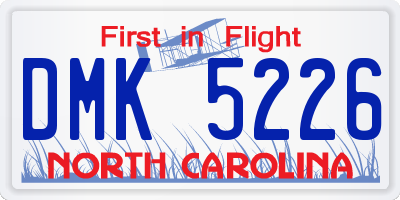 NC license plate DMK5226