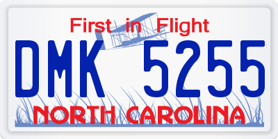 NC license plate DMK5255