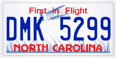 NC license plate DMK5299