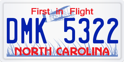 NC license plate DMK5322
