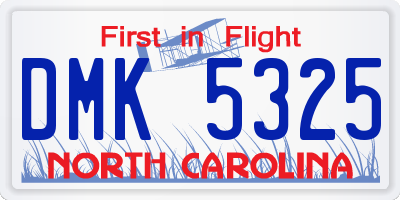 NC license plate DMK5325