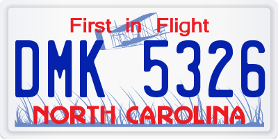 NC license plate DMK5326