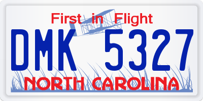 NC license plate DMK5327