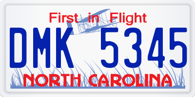NC license plate DMK5345