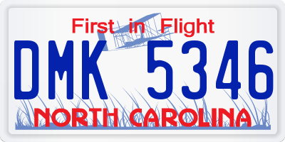 NC license plate DMK5346