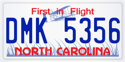 NC license plate DMK5356