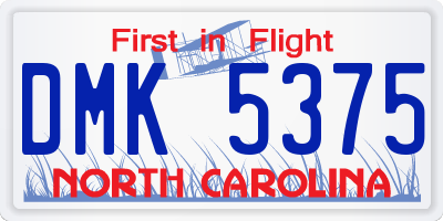 NC license plate DMK5375