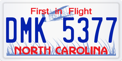 NC license plate DMK5377